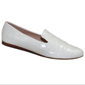 Veronica Beard Griffin White Crock Embossed Preppy Coastal Loafer, Size 6.5